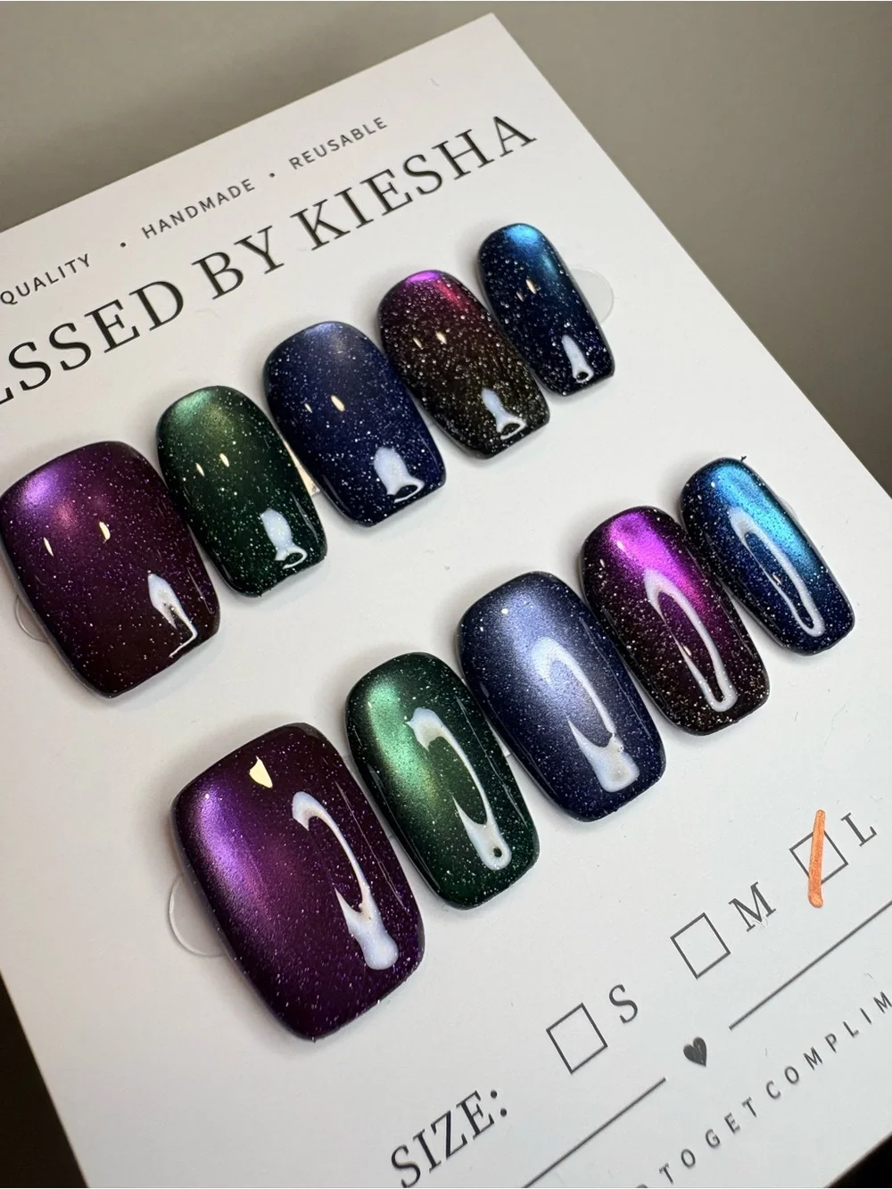 Multichrome Pressed Nail Set - Purple, Green, Blue